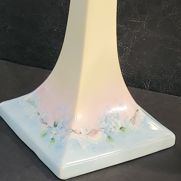 Royal Bavarian 8.5" Pair of Guilt and Hand Painted Forget Me Nots Porcelain Cand - Picture 3 of 10